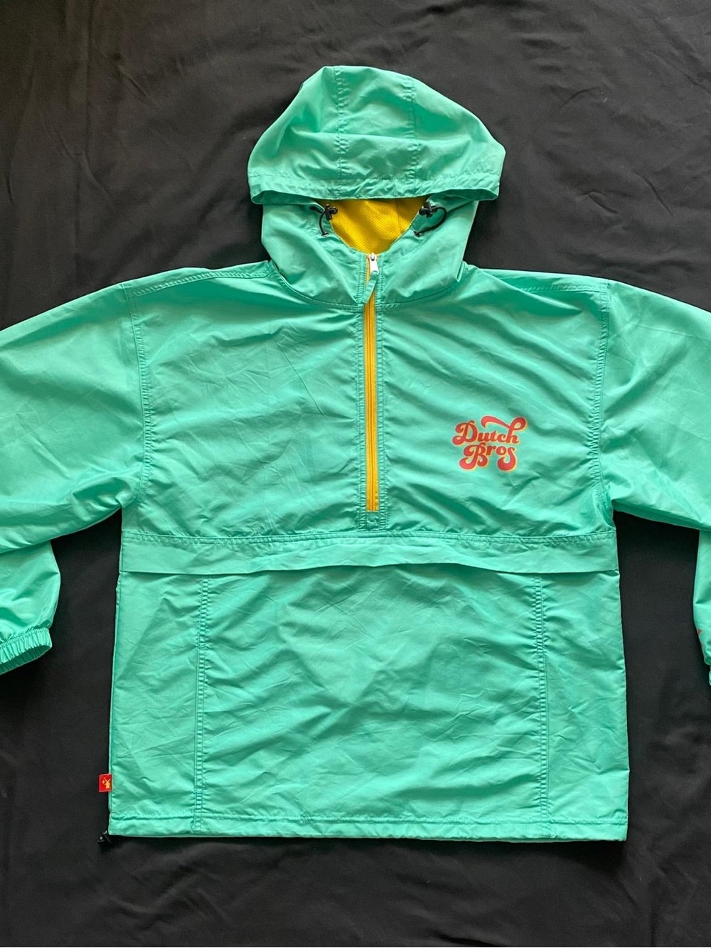 Dutch Bros Coffee Anorak Windbreaker Teal Size XL Half-Zip Hooded